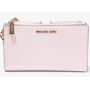 Michael Kors Jet Set Travel Double Zip Wristlet Wallet Pink Powder Blush